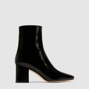Zara Leather High Heel Ankle Boots